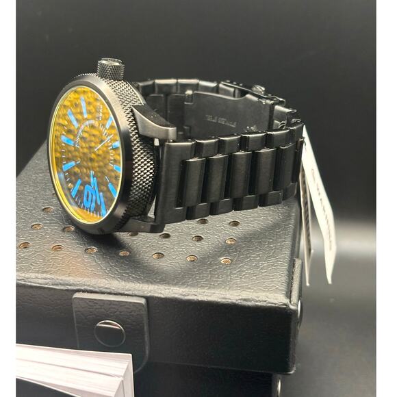 Diesel DZ-1844 Rasp Mens Ion Plated Stainless Steel Blue Dial Quartz Watch NIB - Picture 5 of 17